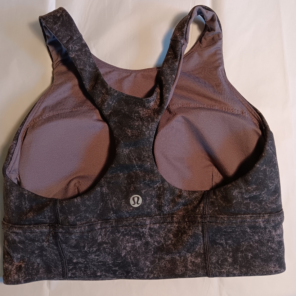 Lululemon Wunder Train Longline Bra Denim Wash Print Dusky Lavender Black Size 6 - Picture 6 of 7